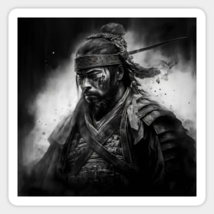 Charcoal Drawing of a japanese samurai Sticker